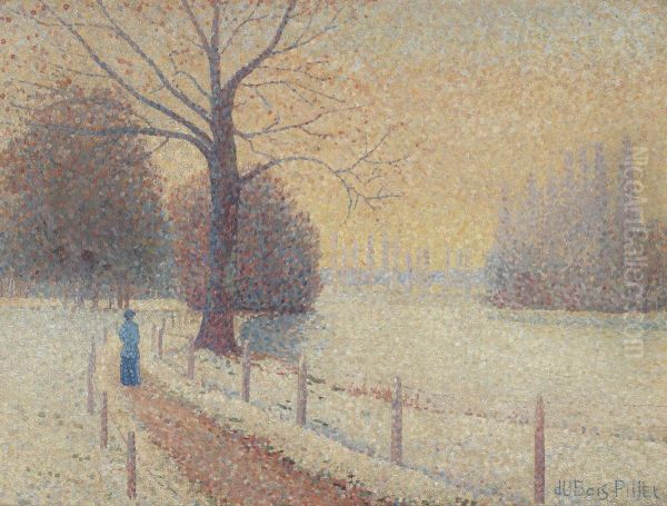 Le Puy En Hiver Oil Painting by Albert Dubois-Pillet