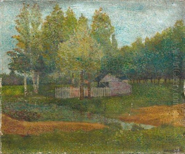 Paysage A La Cabane Oil Painting by Albert Dubois-Pillet