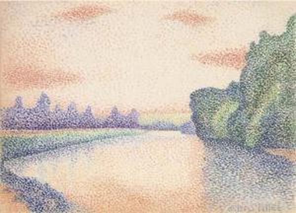 Bord De La Marne A L'aube Oil Painting by Albert Dubois-Pillet