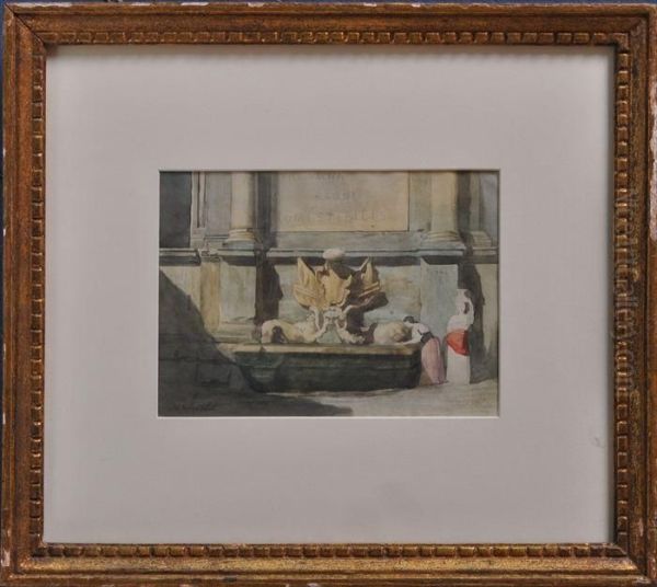 The Fountain Of Pope Julius, Rome Oil Painting by Henri Joseph Dubouchet