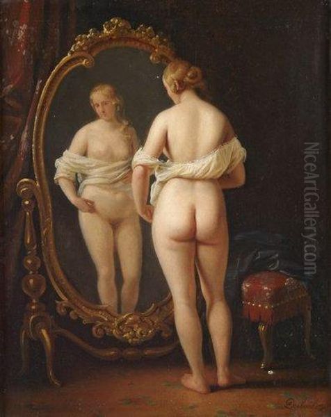 Femme Nue A Son Miroir Oil Painting by Jean Auguste Dubouloz