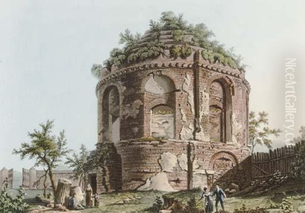 Views Of The Remains Of Ancient Buildings In Rome: Twelveplates Oil Painting by Matthew Dubourg