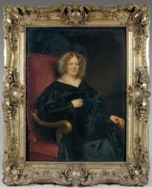 Portrait De La Marquise Douairiere De Croix Oil Painting by Claude-Marie Dubufe