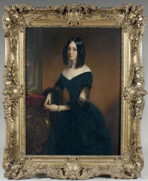 Portrait De La Comtesse De Croix Oil Painting by Claude-Marie Dubufe