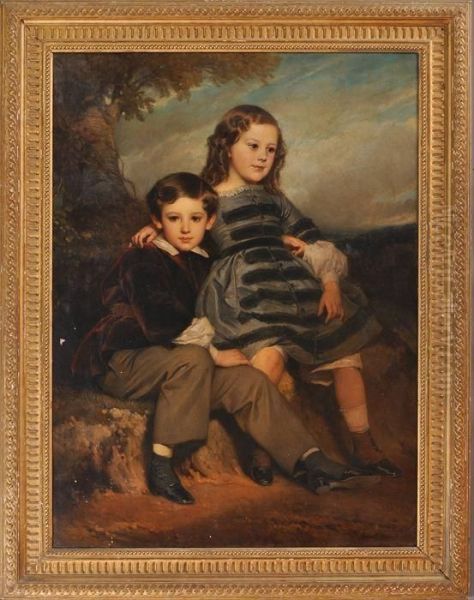 Siblings Oil Painting by Edouard Louis Dubufe