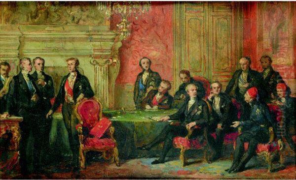 Esquisse Pour Le Congres De Paris Oil Painting by Edouard Louis Dubufe