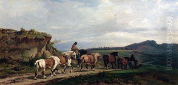 Le Convoi Des Chevaux Oil Painting by Albert-Lucien Dubuisson