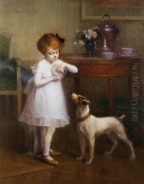 Le Gouter Du Chien Oil Painting by Marie-Therese Duchateau