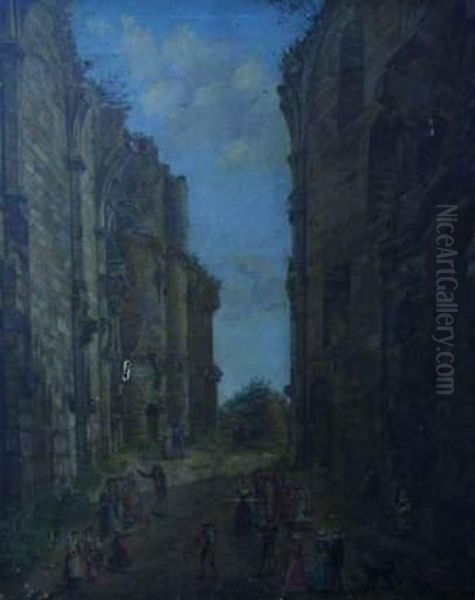 Interieur Des Ruines Du Chateau De Bourbon D'archambault, Allier Oil Painting by Victoire Duchemin