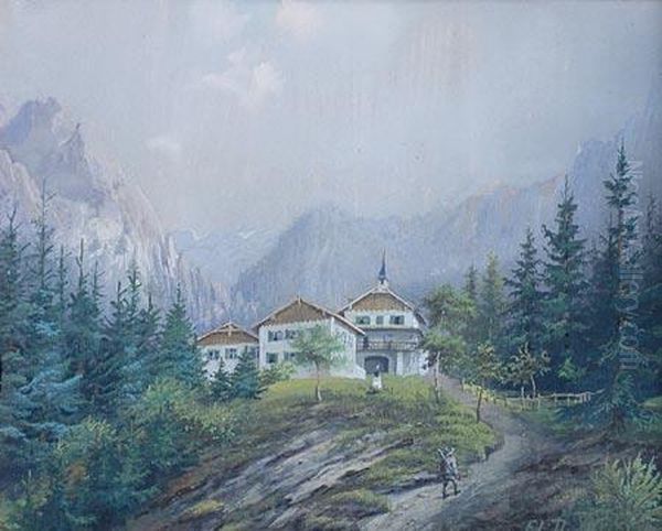 Mountain Landscape Oil Painting by Frantisek Ludvik Duchoslav