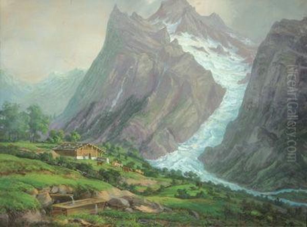 Alpskakrajina Oil Painting by Frantisek Ludvik Duchoslav