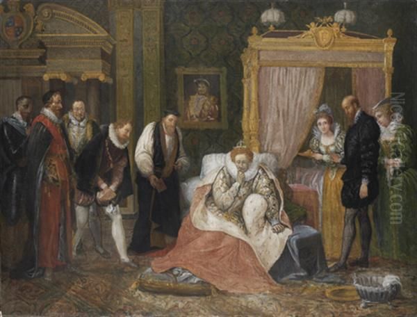 La Mort D'elisabeth I Oil Painting by Louis Ducis