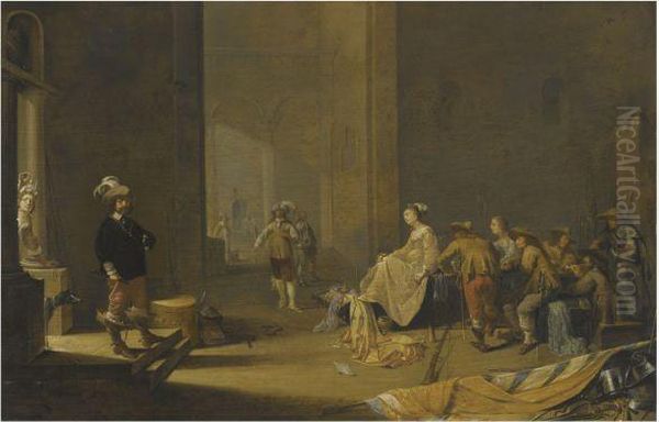 An Interior Of A Guardroom Oil Painting by Jacob Duck