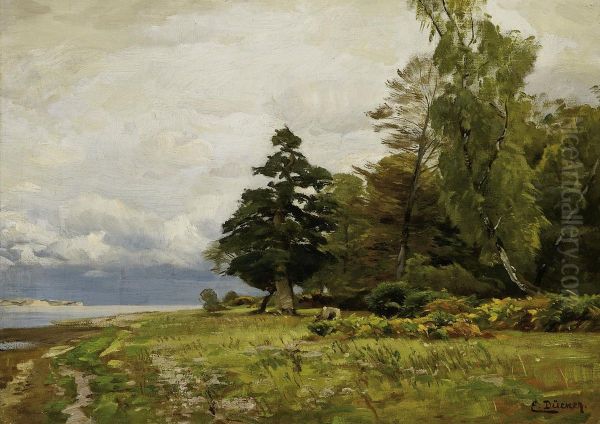 Summer Landscape By The Balticsea Oil Painting by Eugene Gustav Ducker