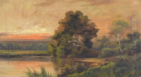 Dawn And Dusk On The River Oil Painting by Jack Ducker