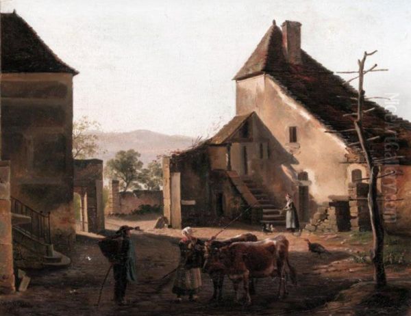 Going To Market Oil Painting by Jean-Antoine Duclaux