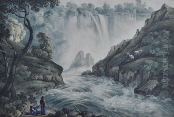 Cascata Della Marmore Oil Painting by Abraham Louis R. Ducros