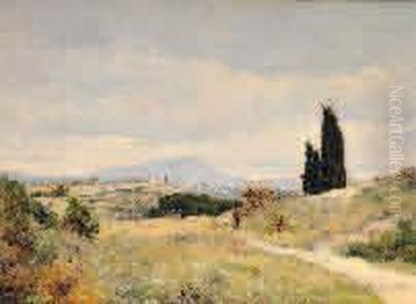 Berger Aux Environs D'aix En Provence Oil Painting by Edouard Ducros