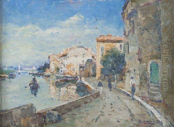 Quai De L'eglise Aux Martigues Oil Painting by Edouard Ducros