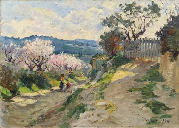 Promenade Dans Les Amandiers En Fleurs Oil Painting by Edouard Ducros