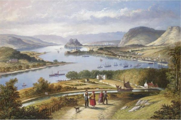 A View Of Perth With Dunbarton Rock Beyond Oil Painting by Thomas Dudgeon