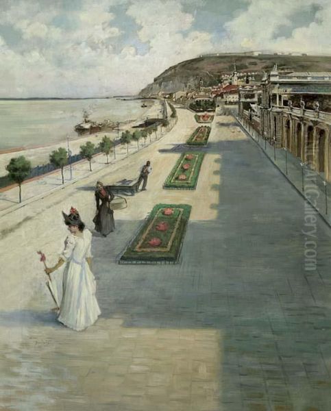 Ufer-promenade Oil Painting by Andor Dudits