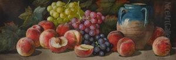 Still Life Of Fruit And Grapes Oil Painting by Arthur Dudley