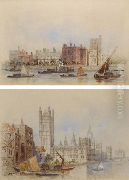 Houses Of Parliament Oil Painting by E. Dudley