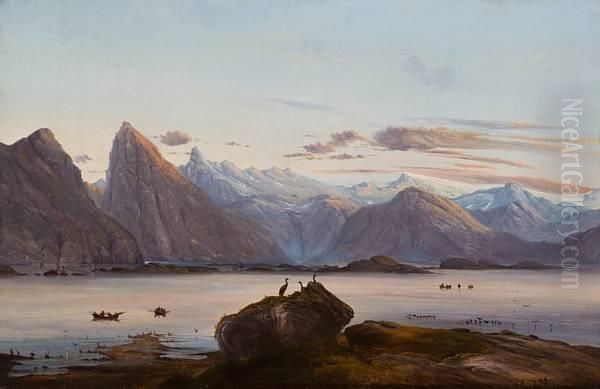 Fra Nordlandskysten Oil Painting by Christian Due