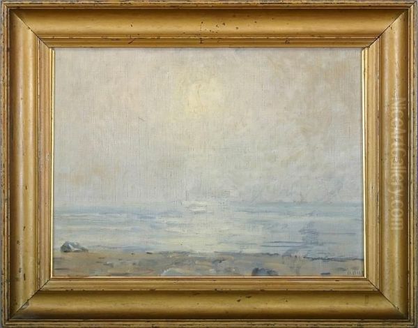 Sunrise Seen From A Beach Oil Painting by Ole Wolhardt Stampe Due