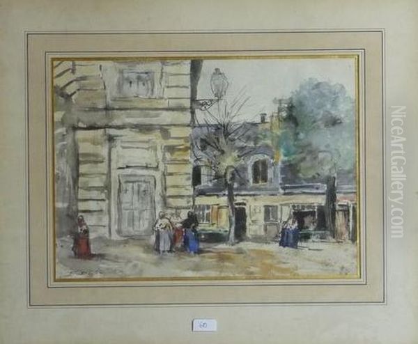 Sur La Place Oil Painting by Jacques-Edouard Dufeu