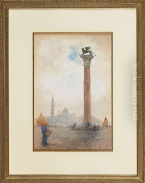 Woman In Piazza San Marco Square Oil Painting by John Robert Keitley Duff