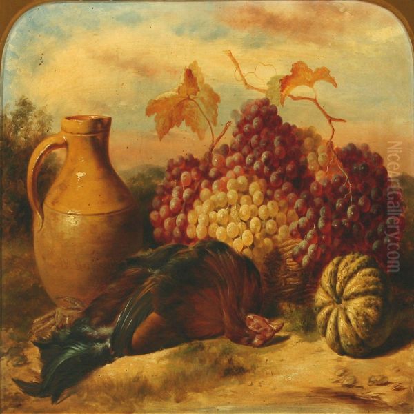 Still Life With Bird And Fruits Oil Painting by William Duffield