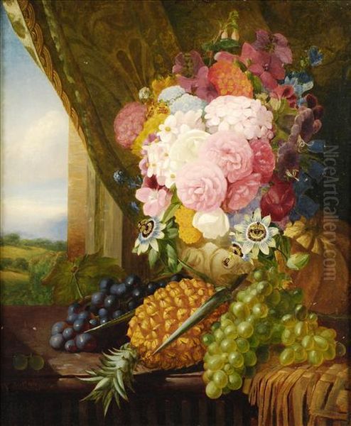 Still Life Of Summer Flowers Oil Painting by William Duffield