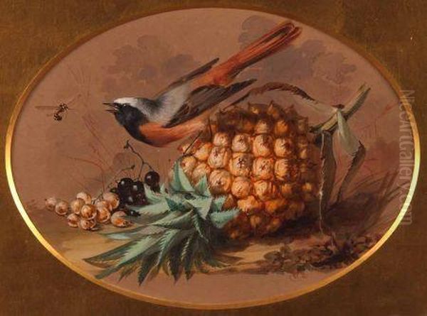 Pineapple And Berries On A Bank Oil Painting by William Duffield