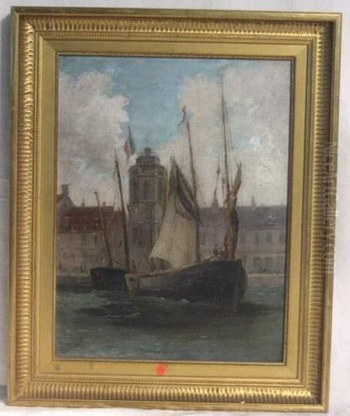  Le Bateau Quittant Le Port  Oil Painting by Camille Emile Dufour