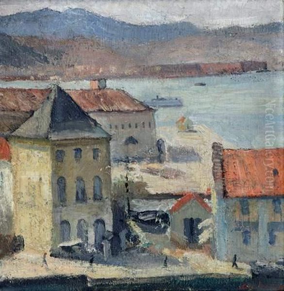 Un Port Oil Painting by Georges Leon Dufrenoy