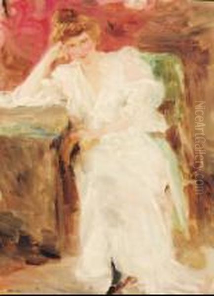 Jeune Femme Pensive Oil Painting by Georges Leon Dufrenoy