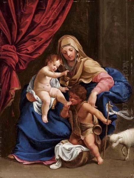 Madonna Con Bambino E San Giovannino Oil Painting by Charles Alphonse Dufresnoy