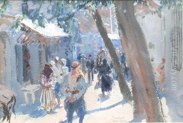 A Street Scene, Baalbeck, Lebanon Oil Painting by Thomas Cantrell Dugdale