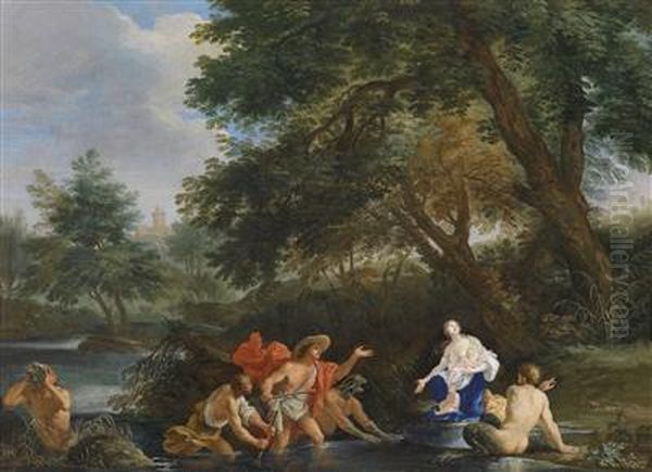 Filippo Lauri Latona Turning The Lycian Peasants Into Frogs Oil Painting by Gaspard Dughet Poussin