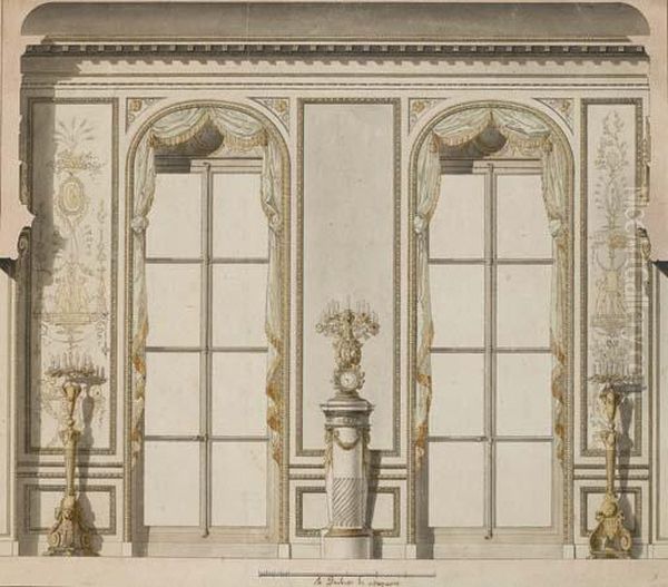 Projet Architectural Pour La Grande Galerie De L'hotel De Madame De Mazarin I Paris Oil Painting by Jean-Demosthene Dugourc