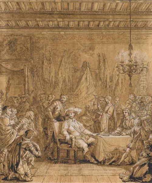 Henri Iv A Table Accueillant Des Gentilhommes Oil Painting by Jean-Demosthene Dugourc