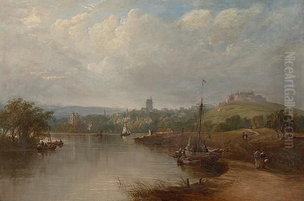 The Landing Place Stirling With The Ochilhills In The Background Oil Painting by Henry G. Duguid