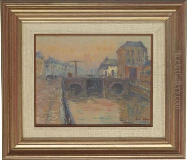 Pont Sur La Scarpe Oil Painting by Henri Aime Duhem