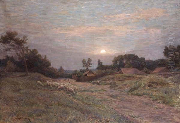 Paysage Au Troupeau De Mouton Oil Painting by Henri Aime Duhem