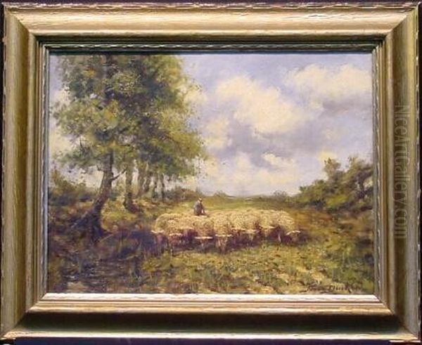 Shepherd With His Flock Oil Painting by Simon Duiker