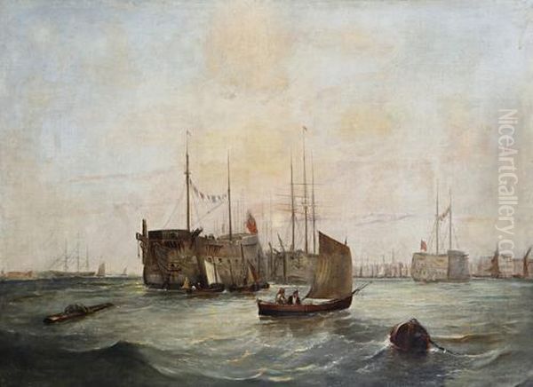 On The Thames, Woolwich Reach Oil Painting by John, Dujardin Jnr.