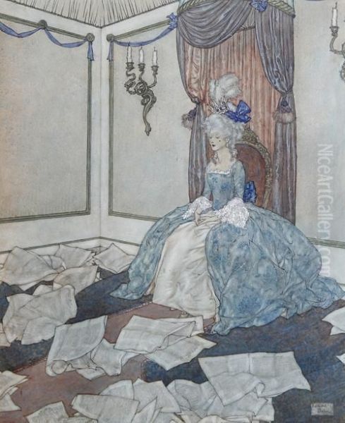 She Has Read All The Newspapers In The World, And Forgotten Them Again, So Clever Is She. Oil Painting by Edmund Dulac