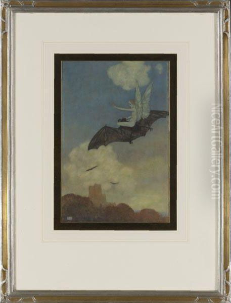 On The Bat's Back I Do Fly After Summer Merrily Oil Painting by Edmund Dulac